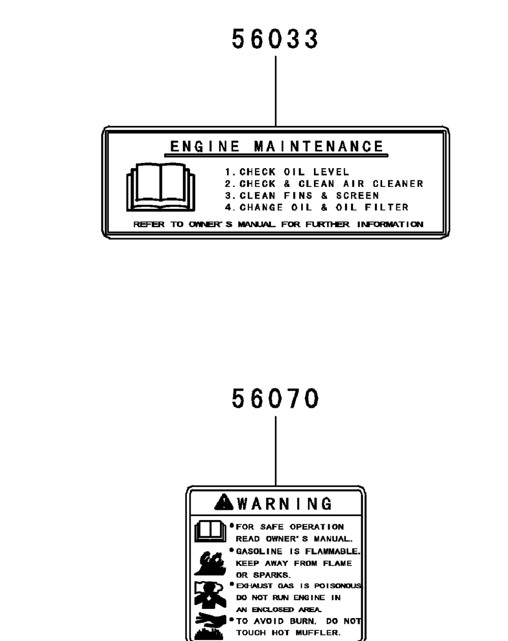 Kawasaki Fr691v-As05 Engine Labels Diagram and Parts List for Z-FORCES54 (17AI5GHC-17AI5GHC010)(2012) Cub Cadet Lawn Tractor